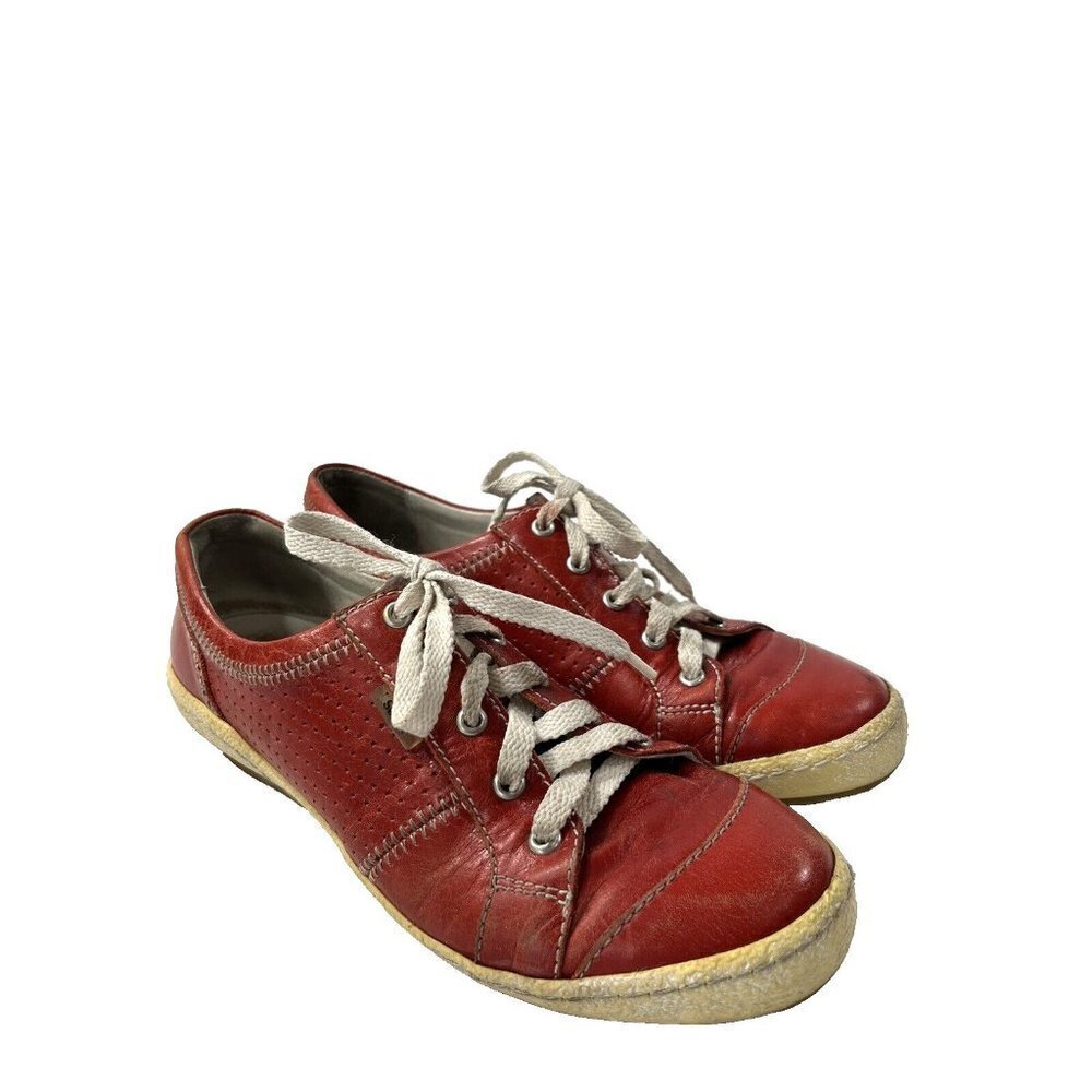 JOSEF SEIBEL Womens Red Leather Caspian Comfort Sneakers Size 7